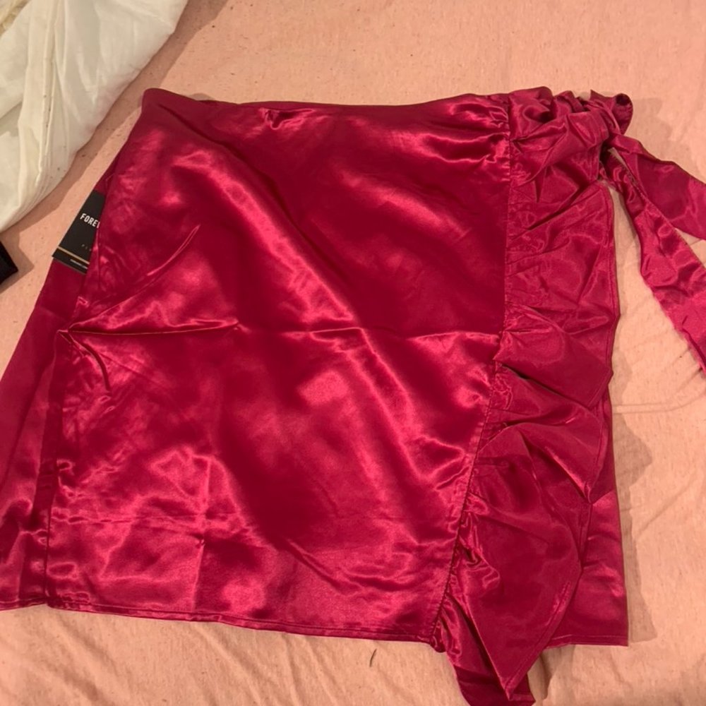 Pink satin skirt